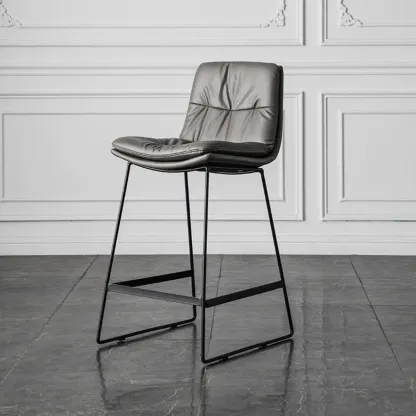 Modern Upholstered Low Back Metal Sled Bar Stools Image - 9