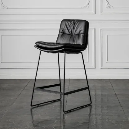 Modern Upholstered Low Back Metal Sled Bar Stools Image - 10
