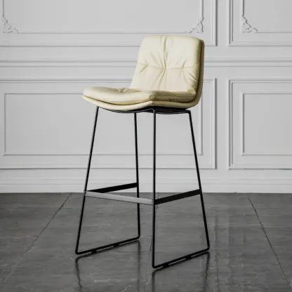 Modern Upholstered Low Back Metal Sled Bar Stools Image - 13