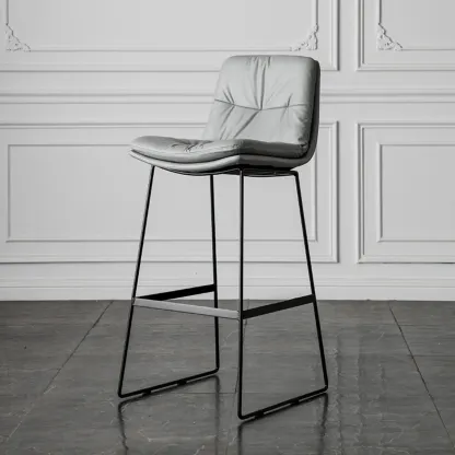 Modern Upholstered Low Back Metal Sled Bar Stools Image - 14