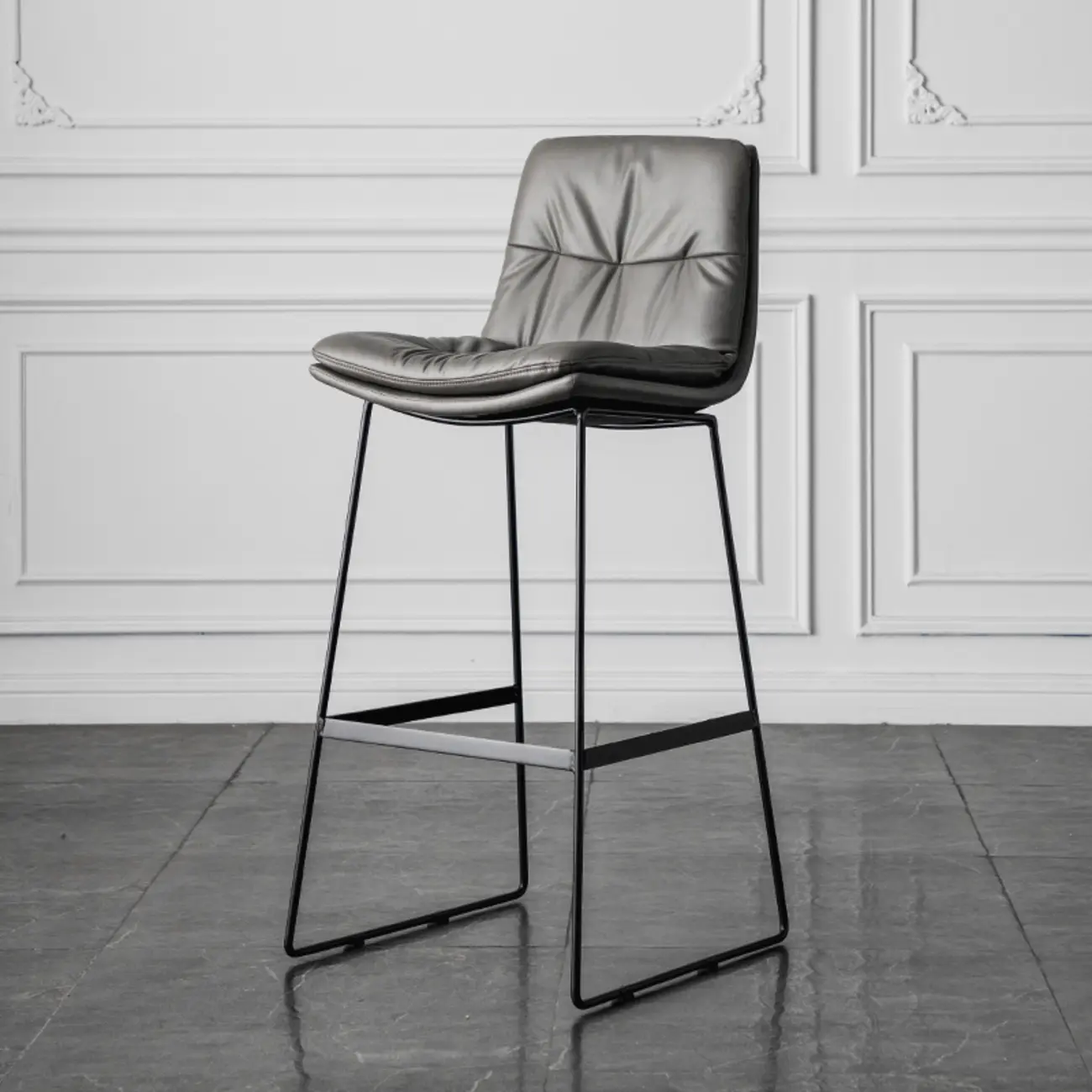 Modern Upholstered Low Back Metal Sled Bar Stools Image - 15 | homeyfad