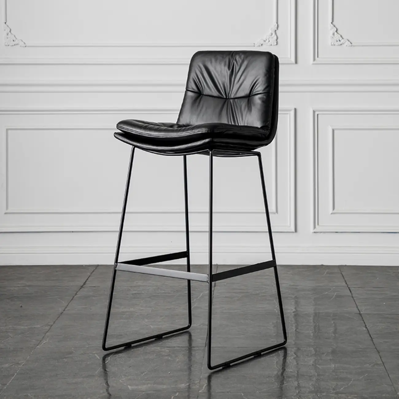 Modern Upholstered Low Back Metal Sled Bar Stools Image - 16 | homeyfad