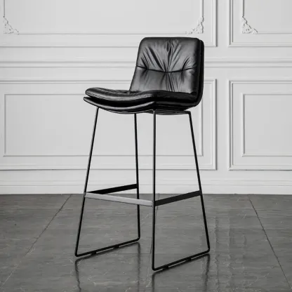 Modern Upholstered Low Back Metal Sled Bar Stools Image - 16