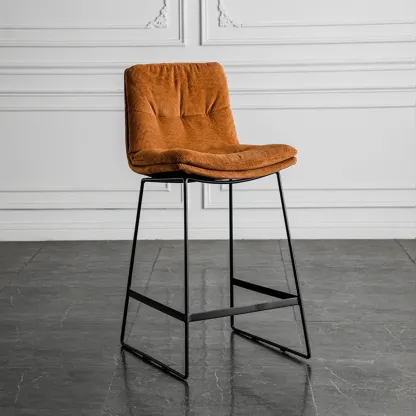 Modern Upholstered Low Back Metal Sled Bar Stools Image - 18