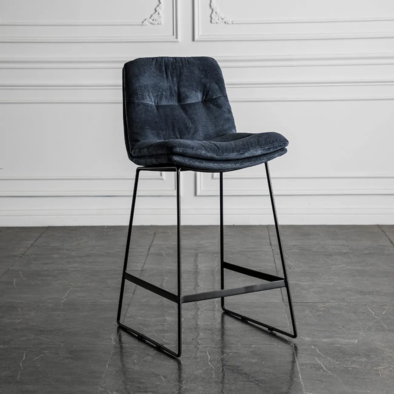 Modern Upholstered Low Back Metal Sled Bar Stools Image - 21 | homeyfad