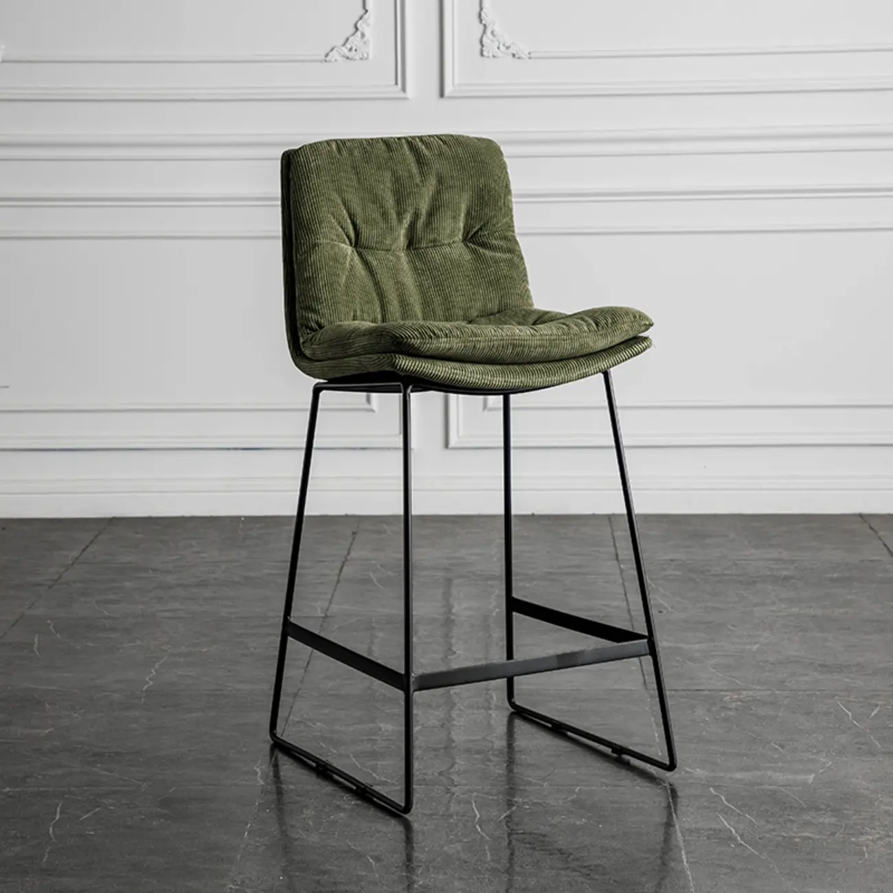 Modern Upholstered Low Back Metal Sled Bar Stools Image - 21 | homeyfad
