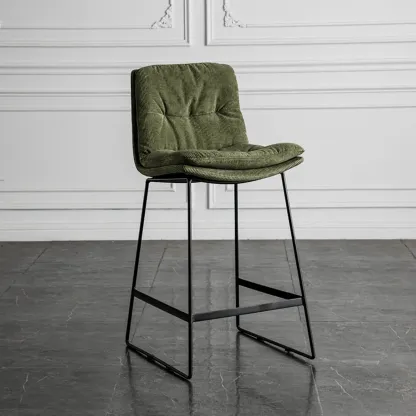 Modern Upholstered Low Back Metal Sled Bar Stools Image - 21