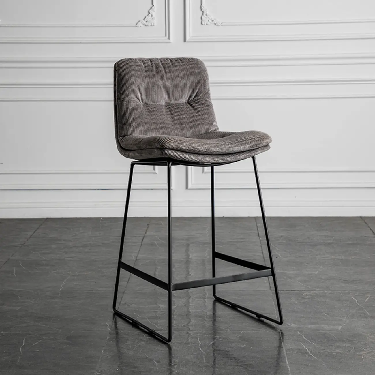 Modern Upholstered Low Back Metal Sled Bar Stools Image - 23 | homeyfad
