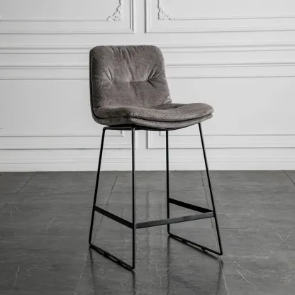 Modern Upholstered Low Back Metal Sled Bar Stools Image - 22