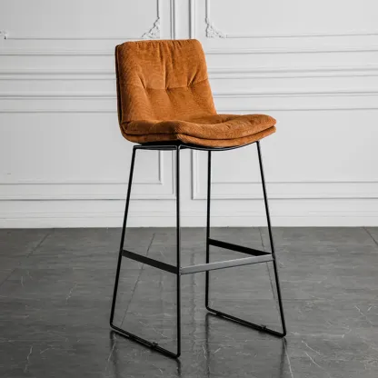 Modern Upholstered Low Back Metal Sled Bar Stools Image - 24