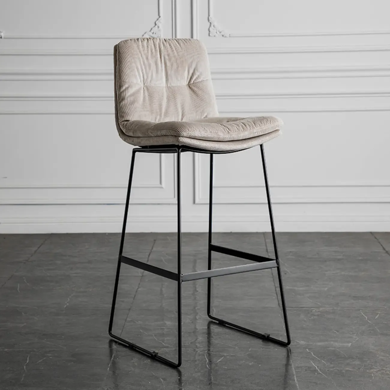 Modern Upholstered Low Back Metal Sled Bar Stools Image - 25