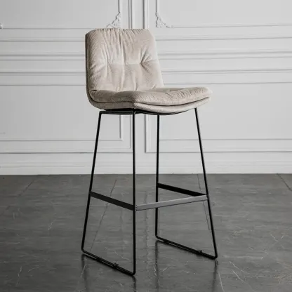 Modern Upholstered Low Back Metal Sled Bar Stools Image - 25