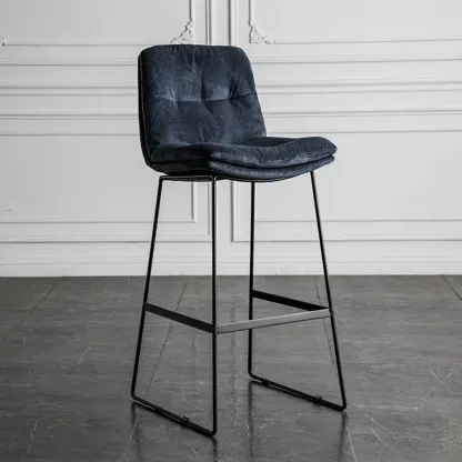 Modern Upholstered Low Back Metal Sled Bar Stools Image - 26