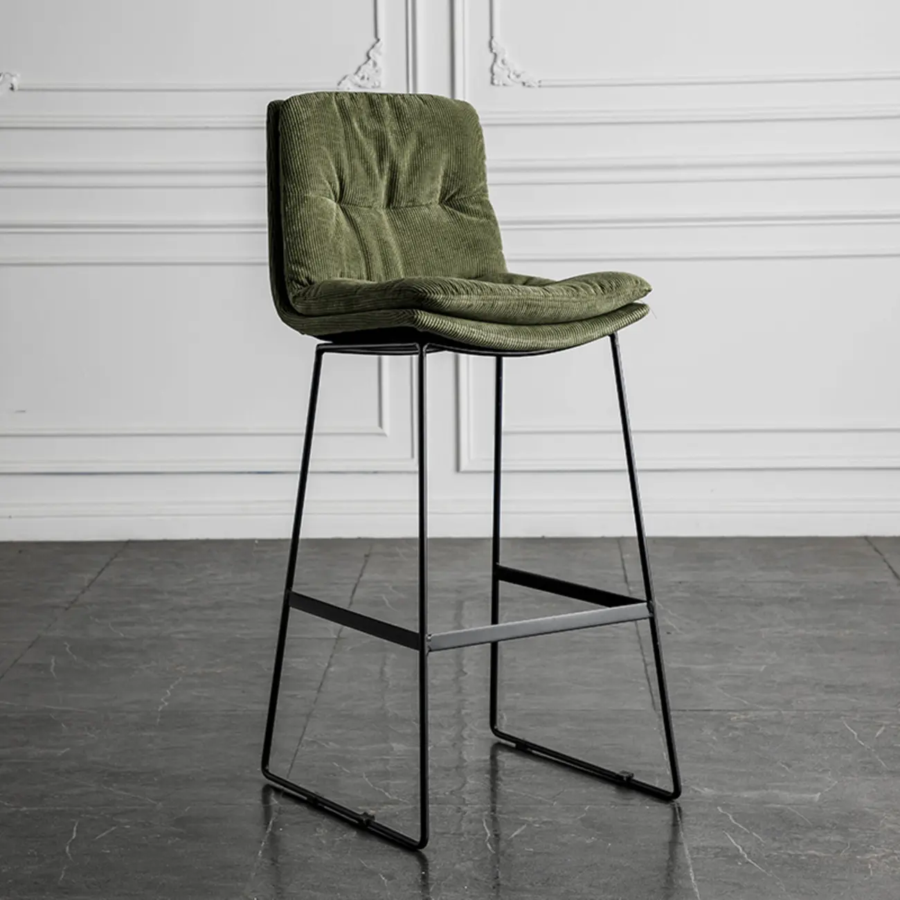 Modern Upholstered Low Back Metal Sled Bar Stools Image - 28 | homeyfad