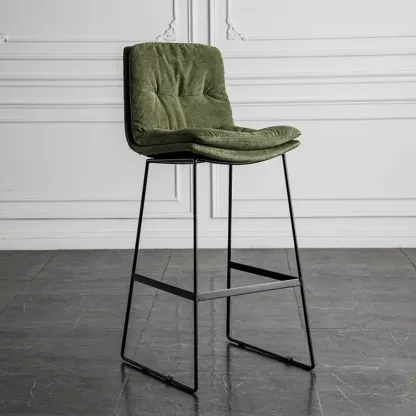 Modern Upholstered Low Back Metal Sled Bar Stools Image - 27