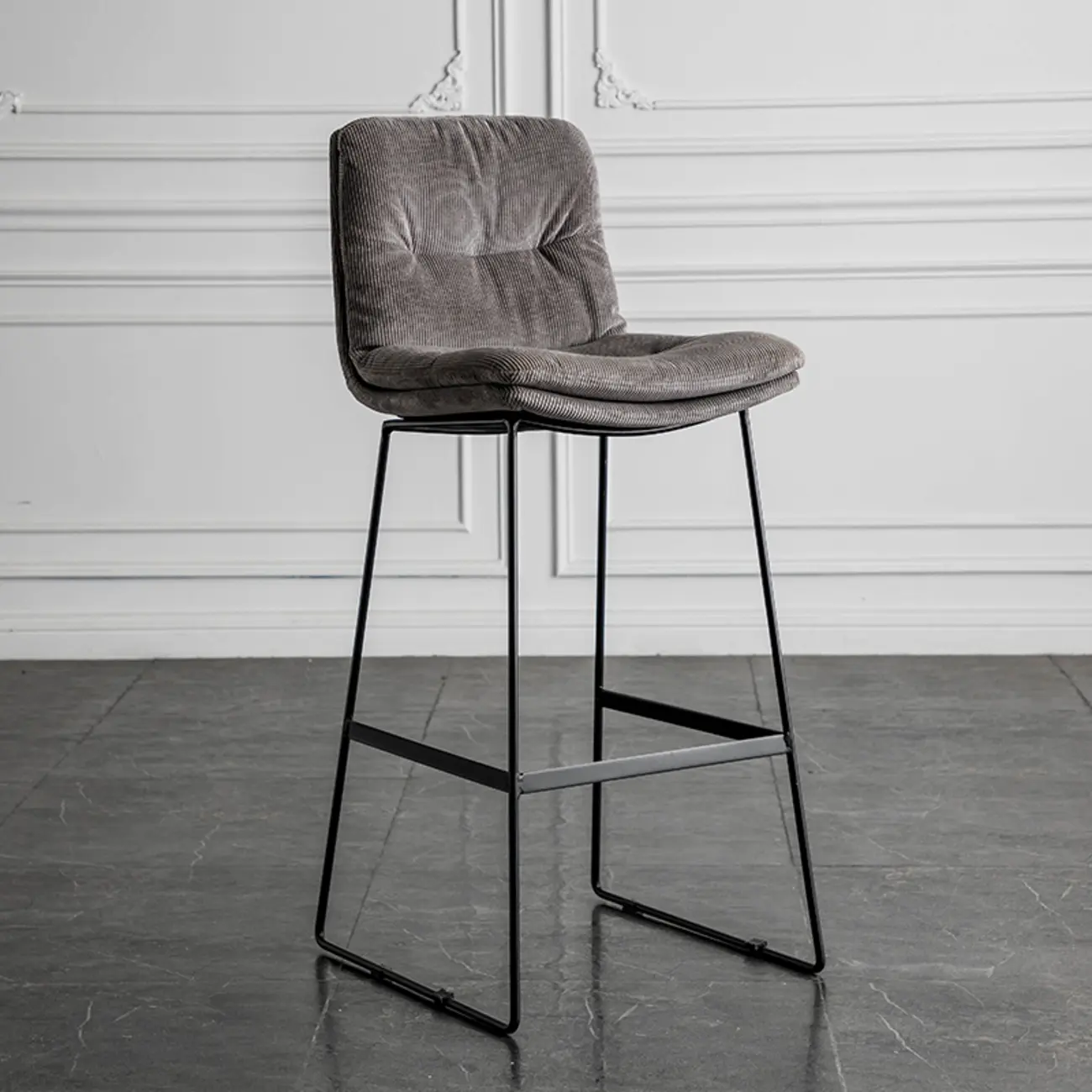 Modern Upholstered Low Back Metal Sled Bar Stools Image - 29 | homeyfad