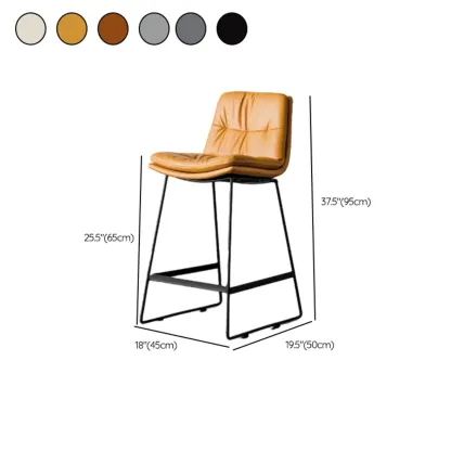 Modern Upholstered Low Back Metal Sled Bar Stools #size
