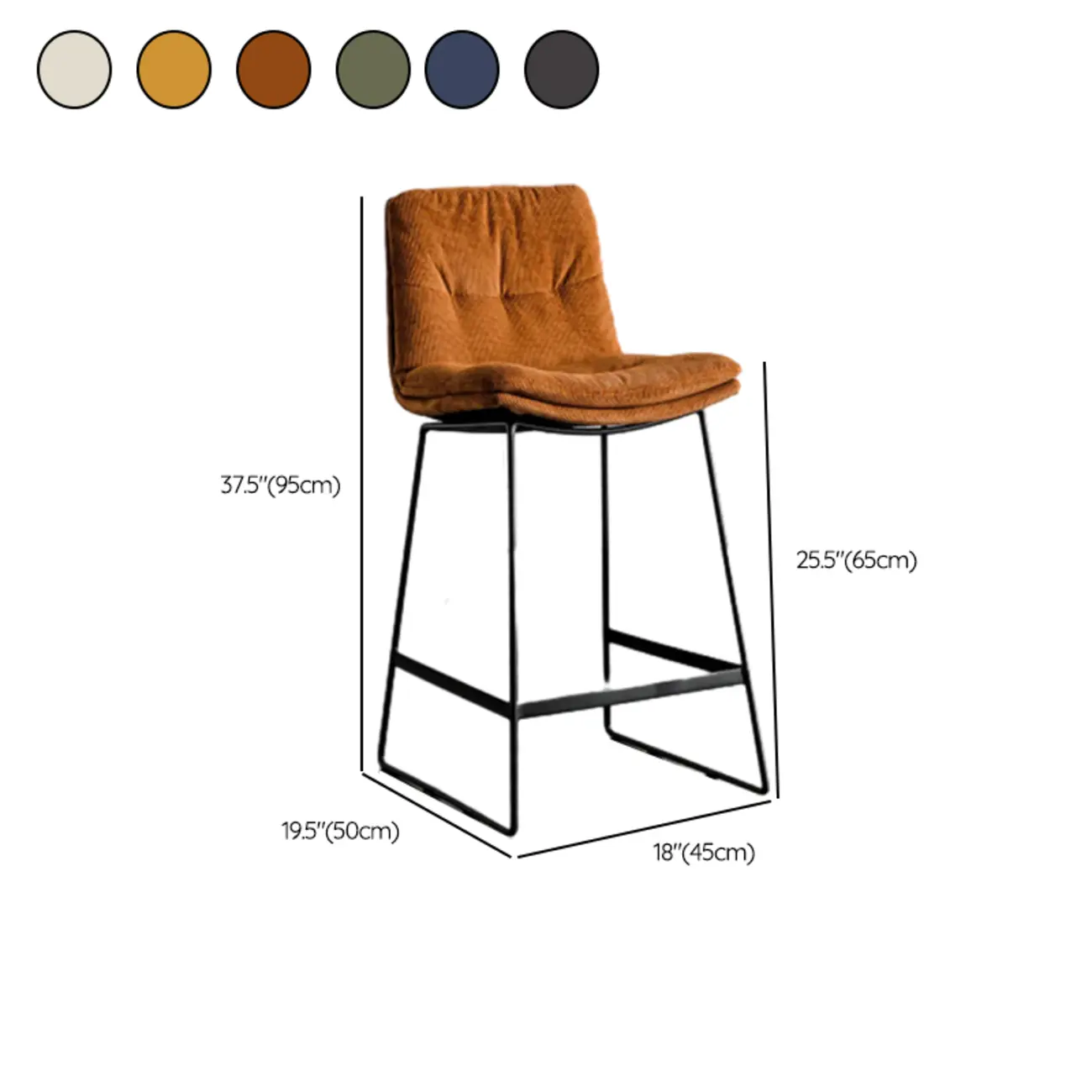 Modern Upholstered Low Back Metal Sled Bar Stools Image - 32 | homeyfad
