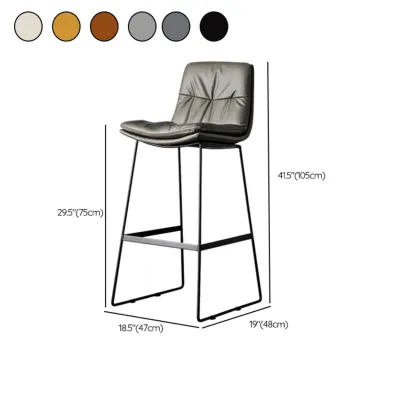 Modern Upholstered Low Back Metal Sled Bar Stools Image - 32