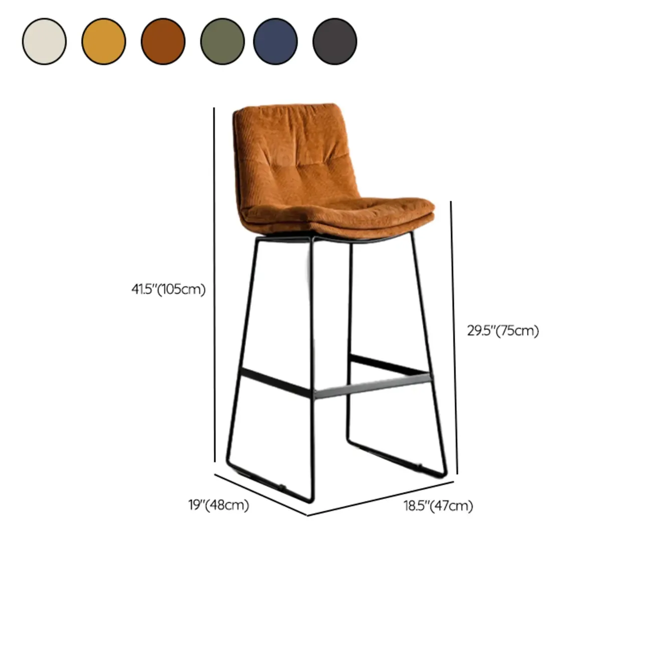 Modern Upholstered Low Back Metal Sled Bar Stools Image - 33