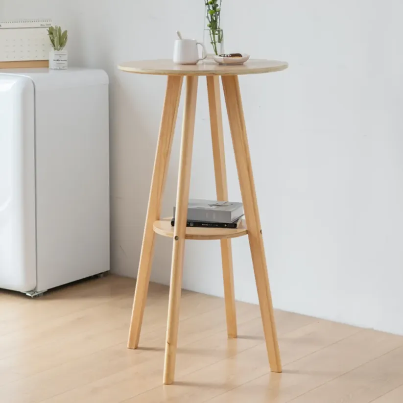 natural wood round bar table