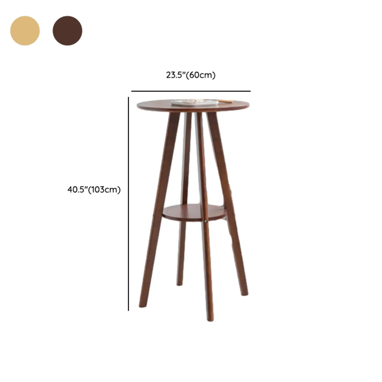 Natural Wood Round Bar Table with Shelf for Kitchen Dining #size | homeyfad