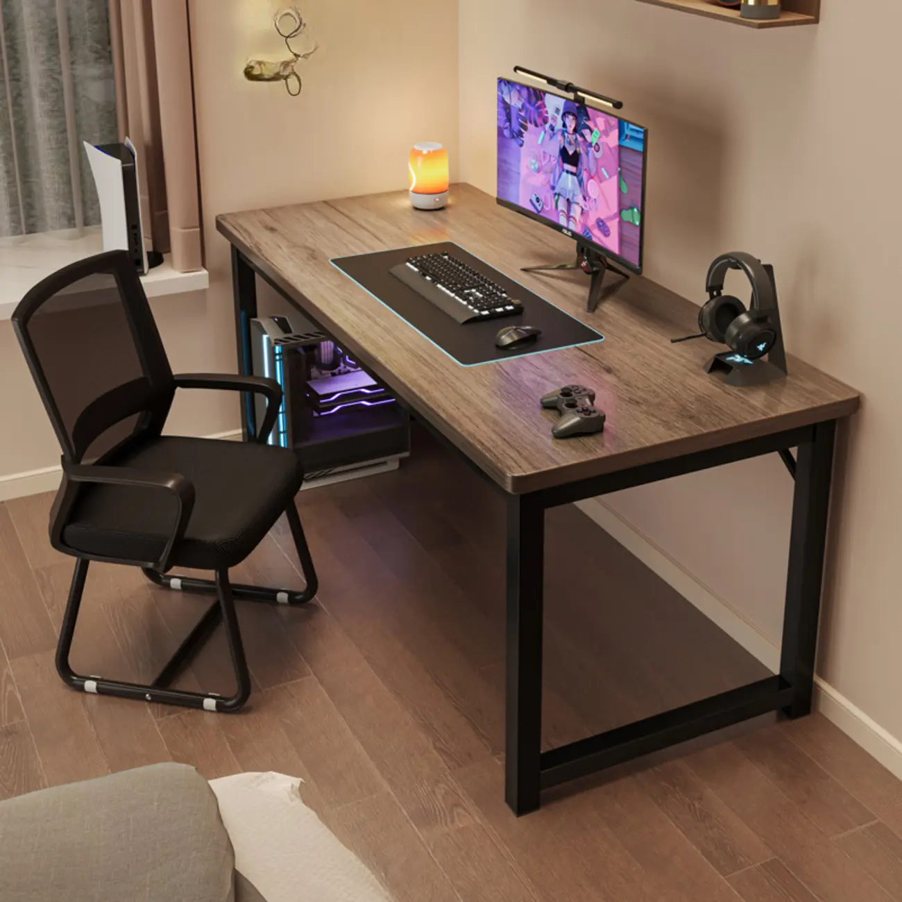 Modern Brown Rectangle H-Shape Writing Desk | homeyfad