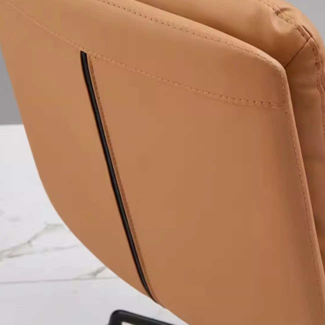 Modern Brown Leather Swivel Office Chair Image - 7 | homeyfad