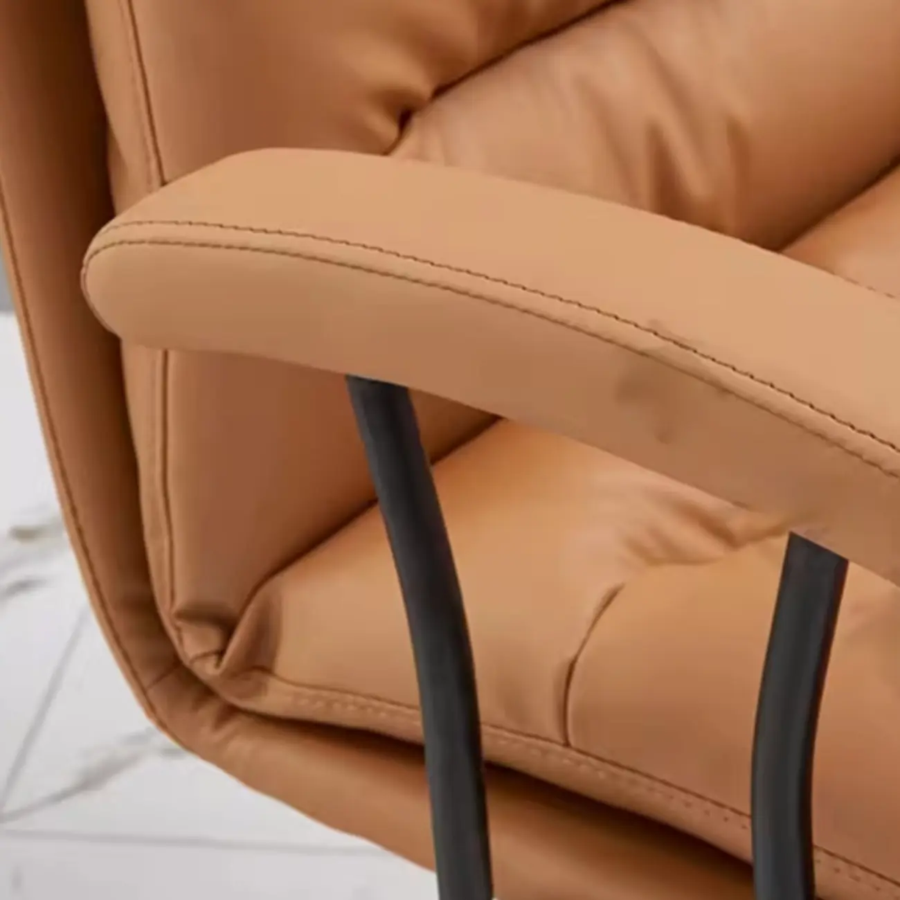 Modern Brown Leather Swivel Office Chair Image - 9 | homeyfad