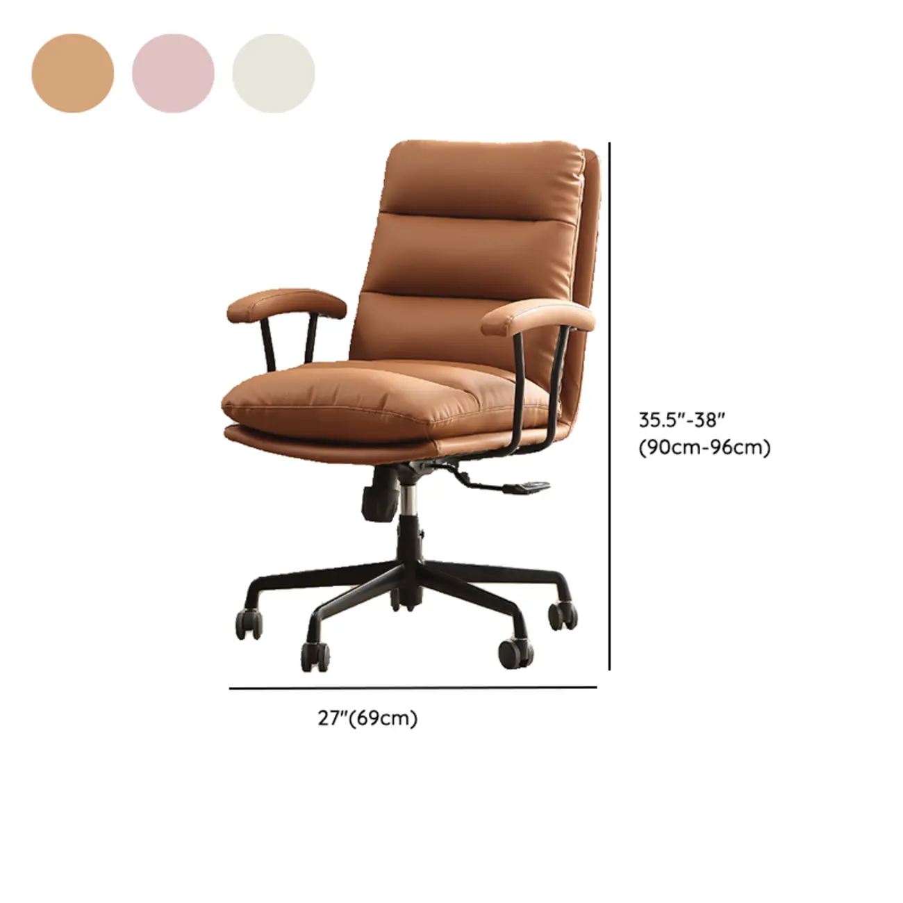 Modern Brown Leather Swivel Office Chair Image - 13 | homeyfad