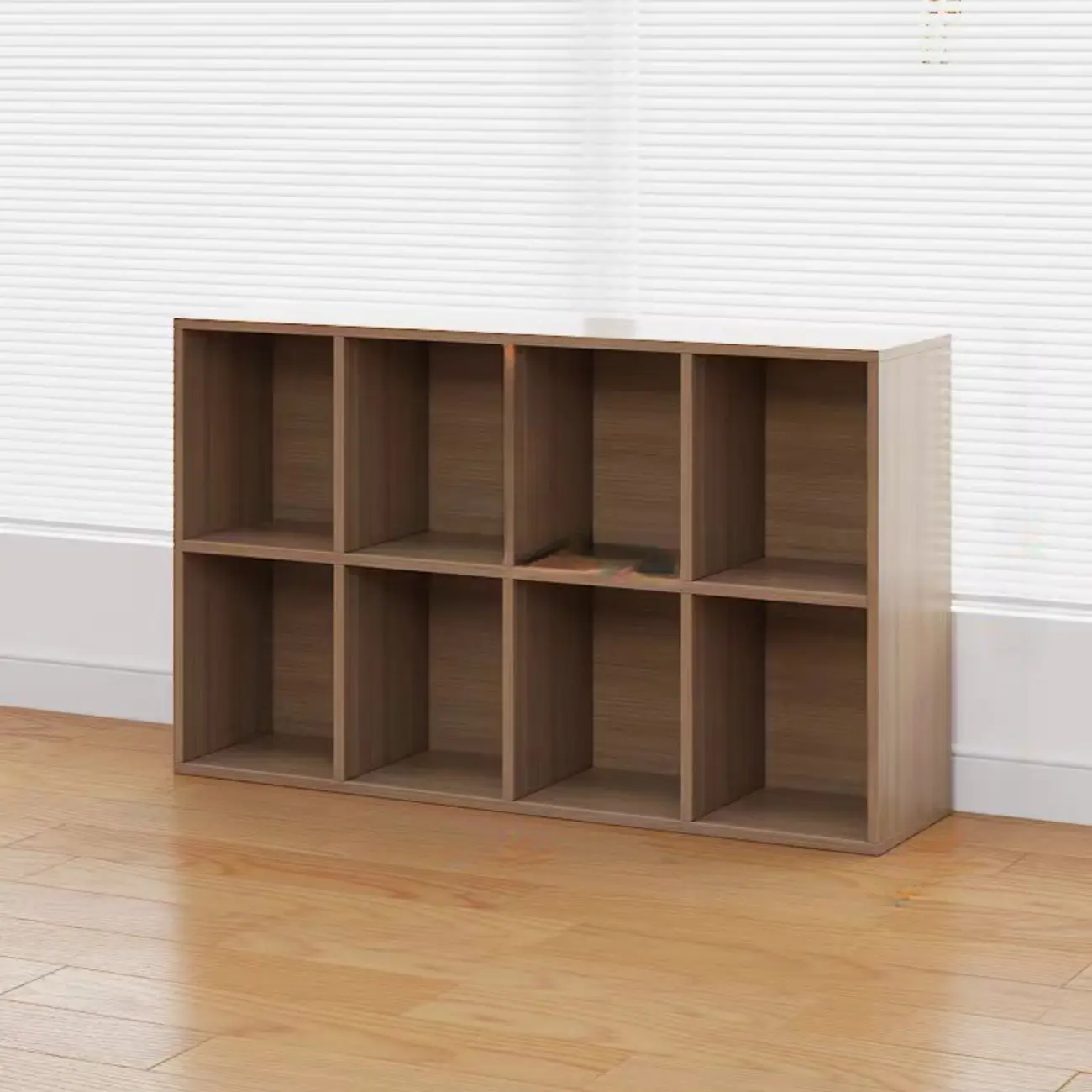 Horizontal Brown Wide Reclaimed Wood Cube Bookcase Image - 5 | homeyfad