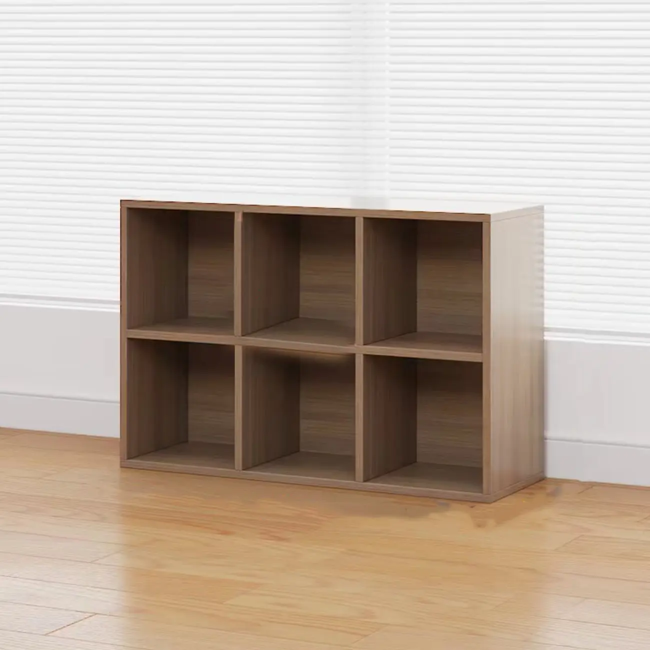 Horizontal Brown Wide Reclaimed Wood Cube Bookcase Image - 11 | homeyfad