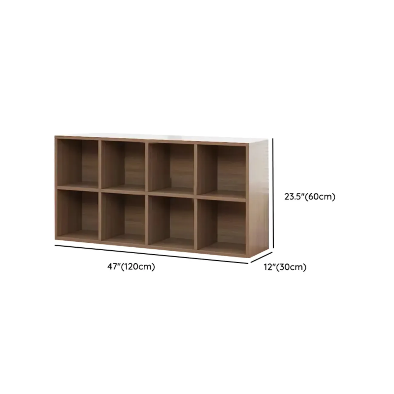 Horizontal Brown Wide Reclaimed Wood Cube Bookcase Image - 16