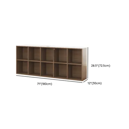 Horizontal Brown Wide Reclaimed Wood Cube Bookcase Image - 22