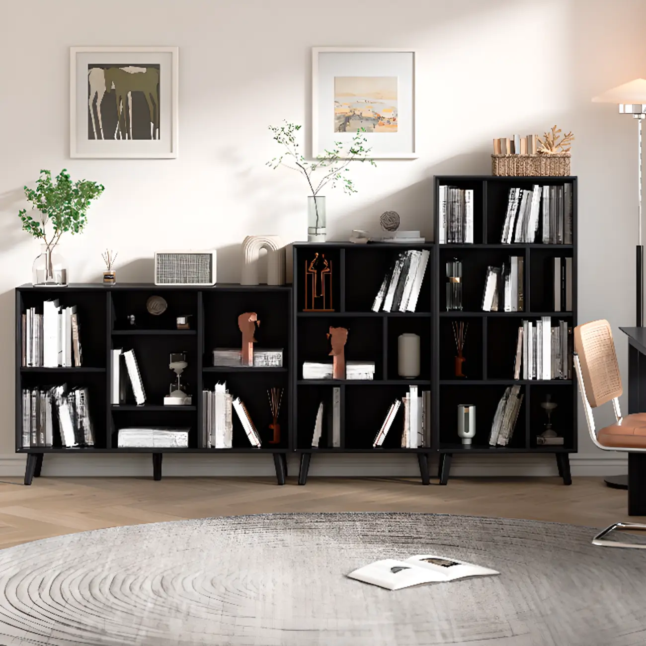 Modern Black Rubberwood Open Rectangle Bookcase Image - 1 | homeyfad