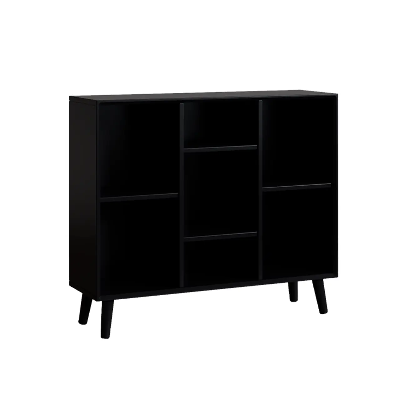 Modern Black Rubberwood Open Rectangle Bookcase Image - 4 | homeyfad