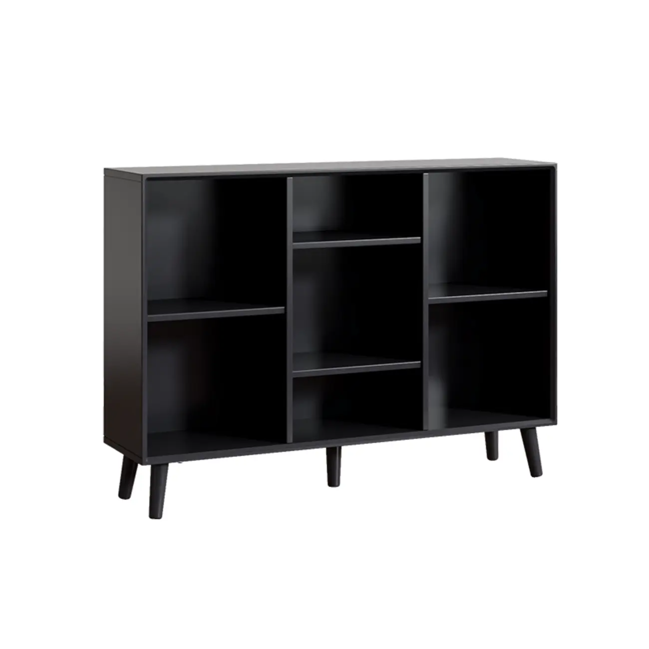 Modern Black Rubberwood Open Rectangle Bookcase Image - 5 | homeyfad