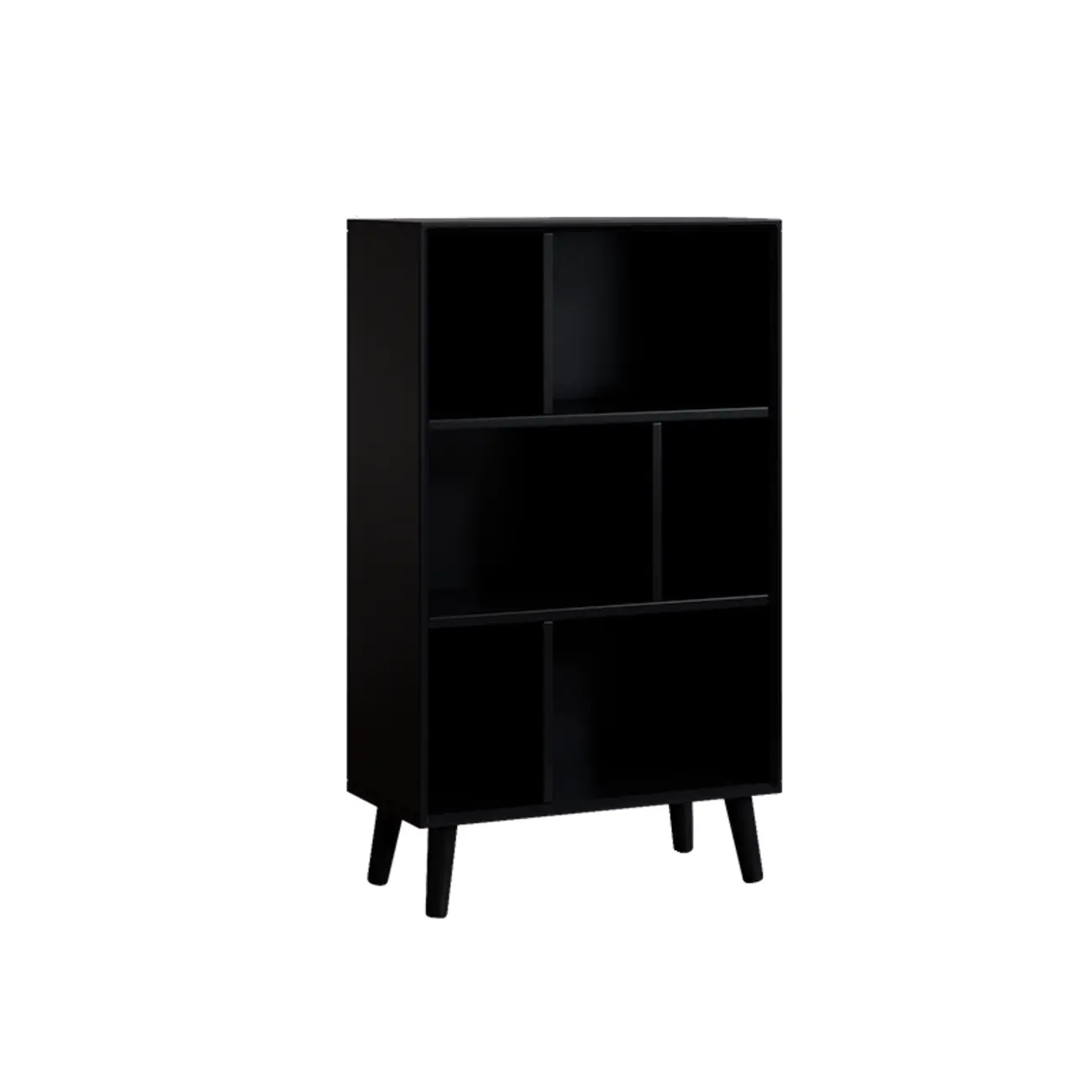 Modern Black Rubberwood Open Rectangle Bookcase Image - 6 | homeyfad