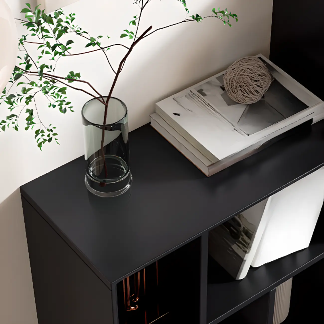 Modern Black Rubberwood Open Rectangle Bookcase Image - 8 | homeyfad