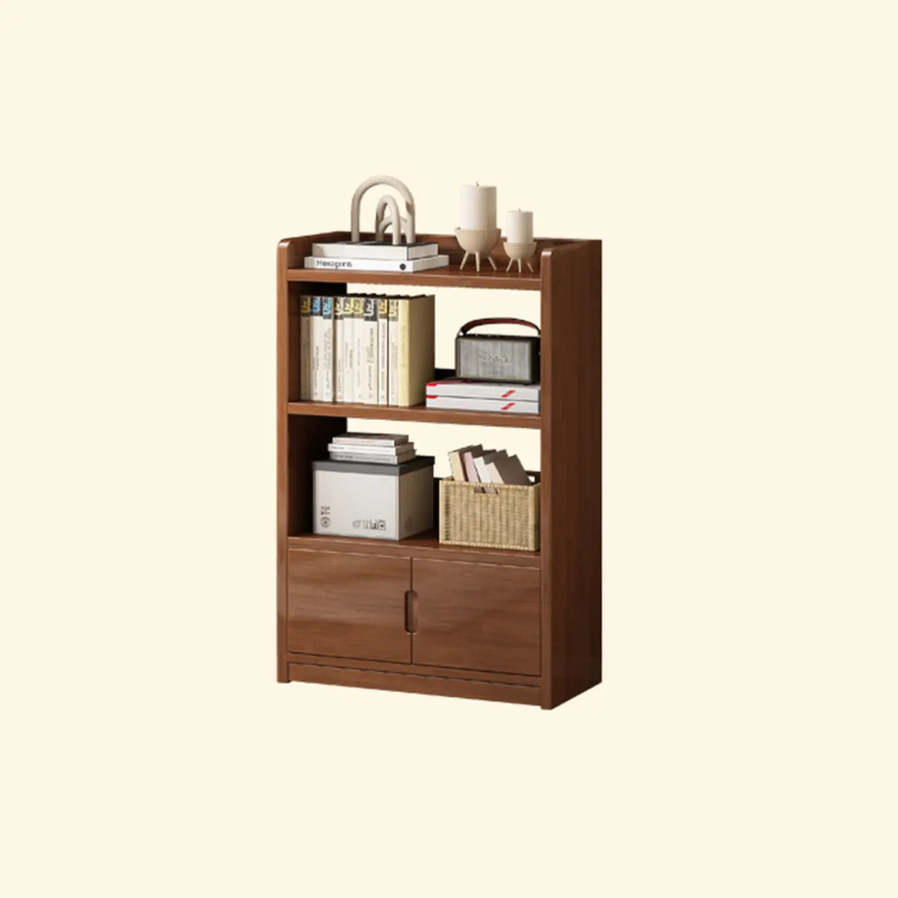 Nut-Brown Rectangle Wood 5-Shelf Storage Bookcase Image - 4 | homeyfad