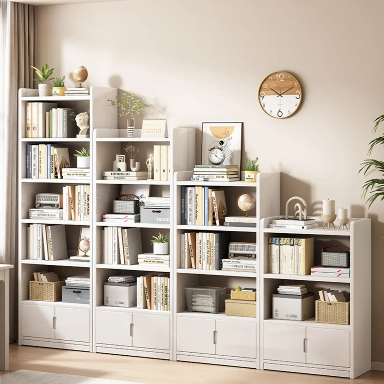 Nut-Brown Rectangle Wood 5-Shelf Storage Bookcase Image - 6 | homeyfad