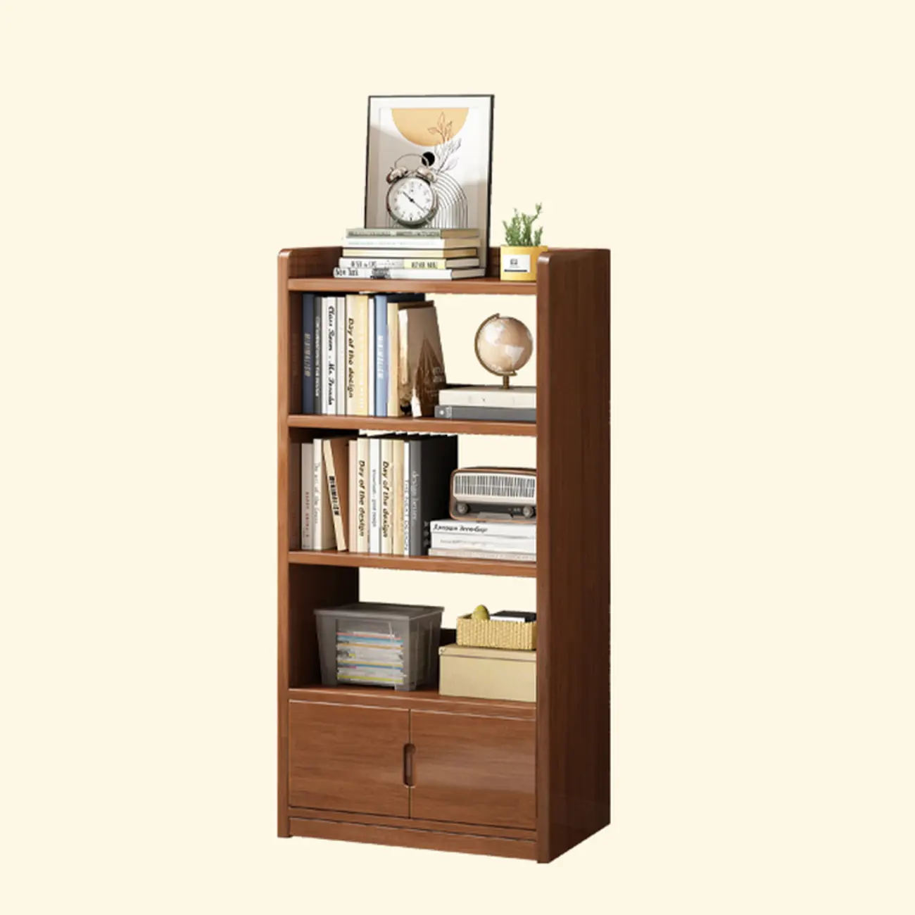 Nut-Brown Rectangle Wood 5-Shelf Storage Bookcase Image - 8 | homeyfad