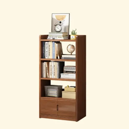 Nut-Brown Rectangle Wood 5-Shelf Storage Bookcase Image - 8