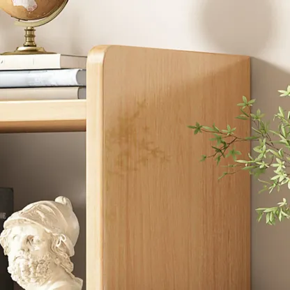 Nut-Brown Rectangle Wood 5-Shelf Storage Bookcase Image - 12