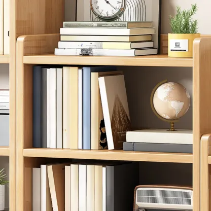 Nut-Brown Rectangle Wood 5-Shelf Storage Bookcase Image - 14