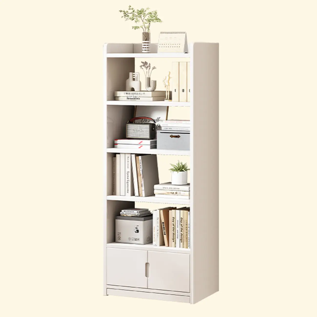 Nut-Brown Rectangle Wood 5-Shelf Storage Bookcase Image - 17 | homeyfad