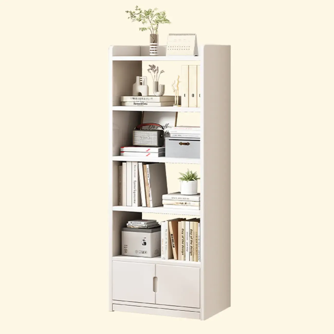 Nut-Brown Rectangle Wood 5-Shelf Storage Bookcase Image - 17