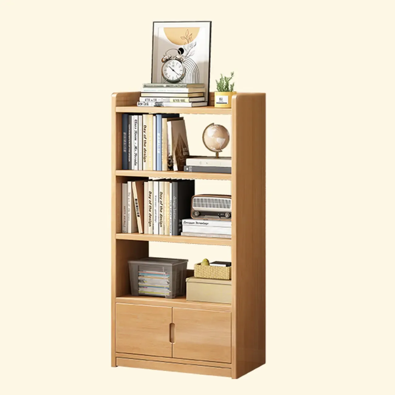 Nut-Brown Rectangle Wood 5-Shelf Storage Bookcase Image - 21