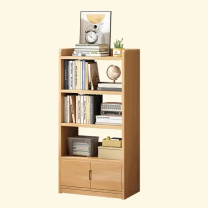 Nut-Brown Rectangle Wood 5-Shelf Storage Bookcase Image - 21