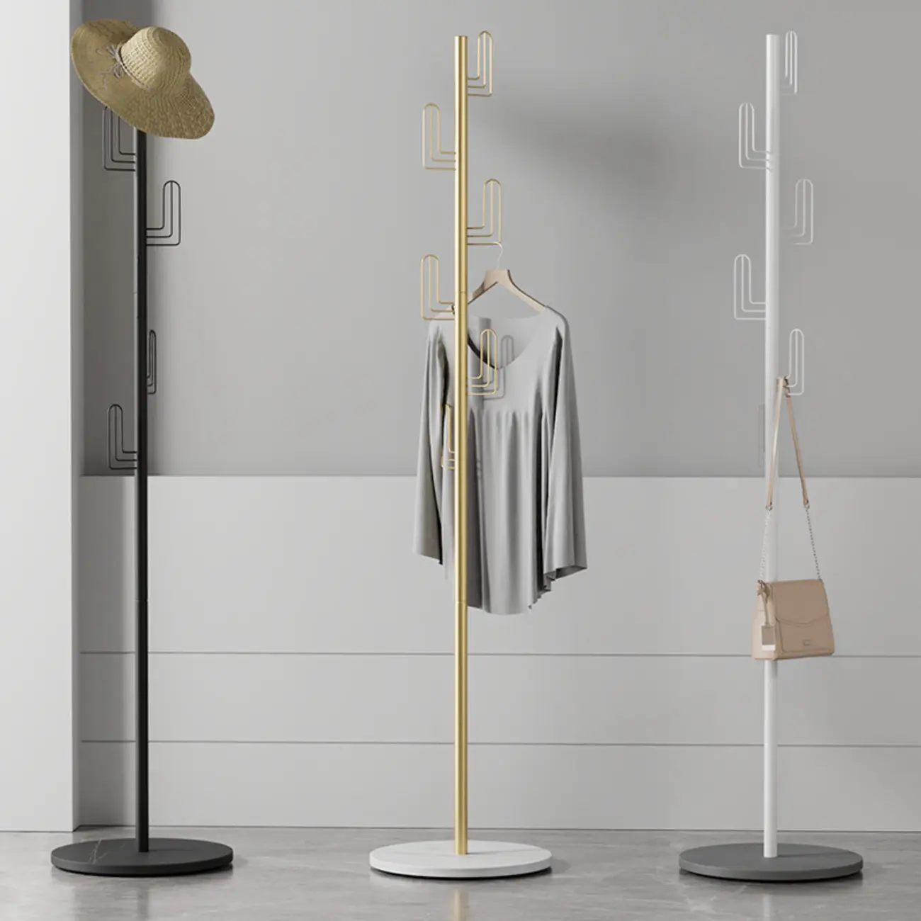 Glam Tree Metal Hooks Freestanding Coat Rack Image - 1 | homeyfad